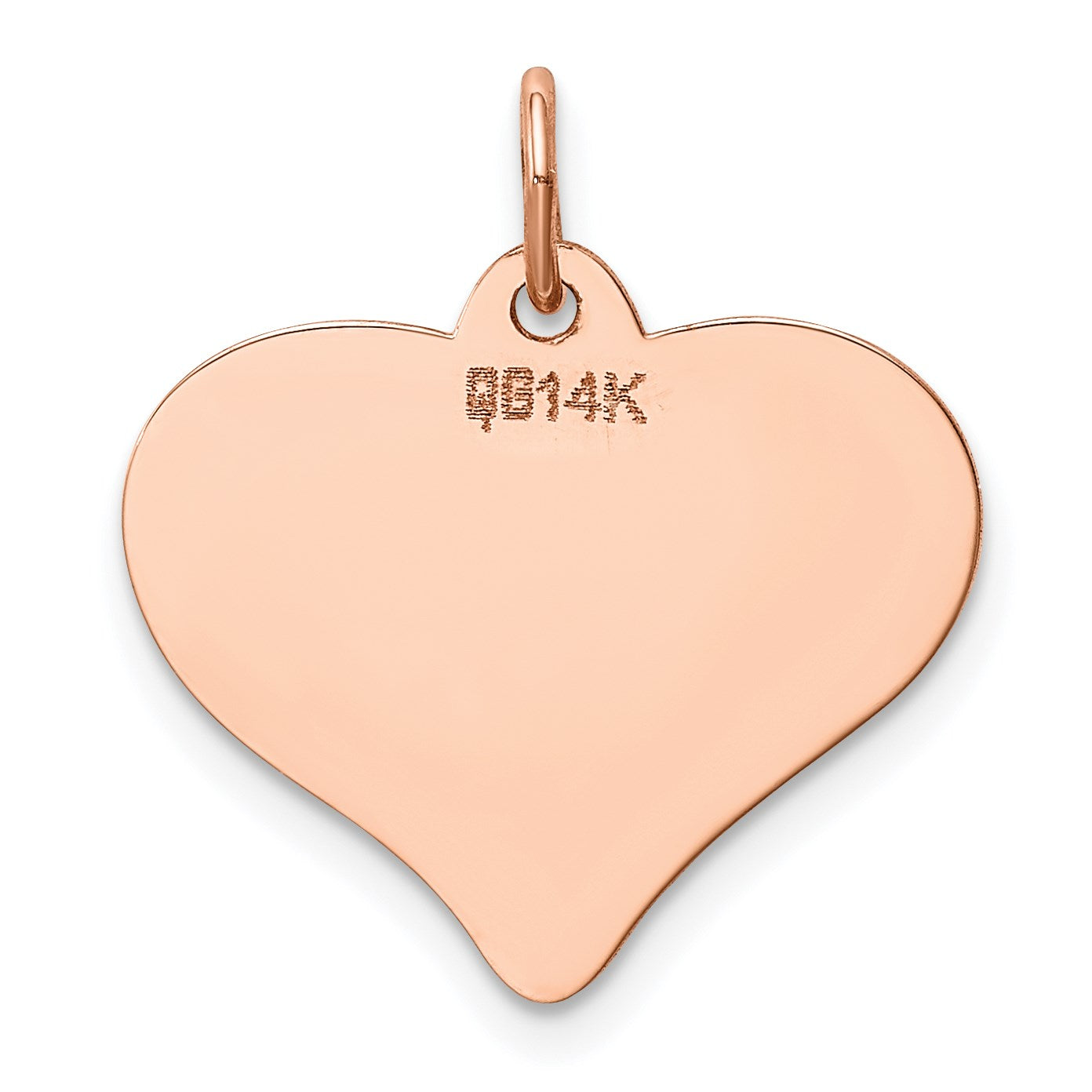 14K Rose Gold Polished Engravable 18mm Heart Disc Pendant