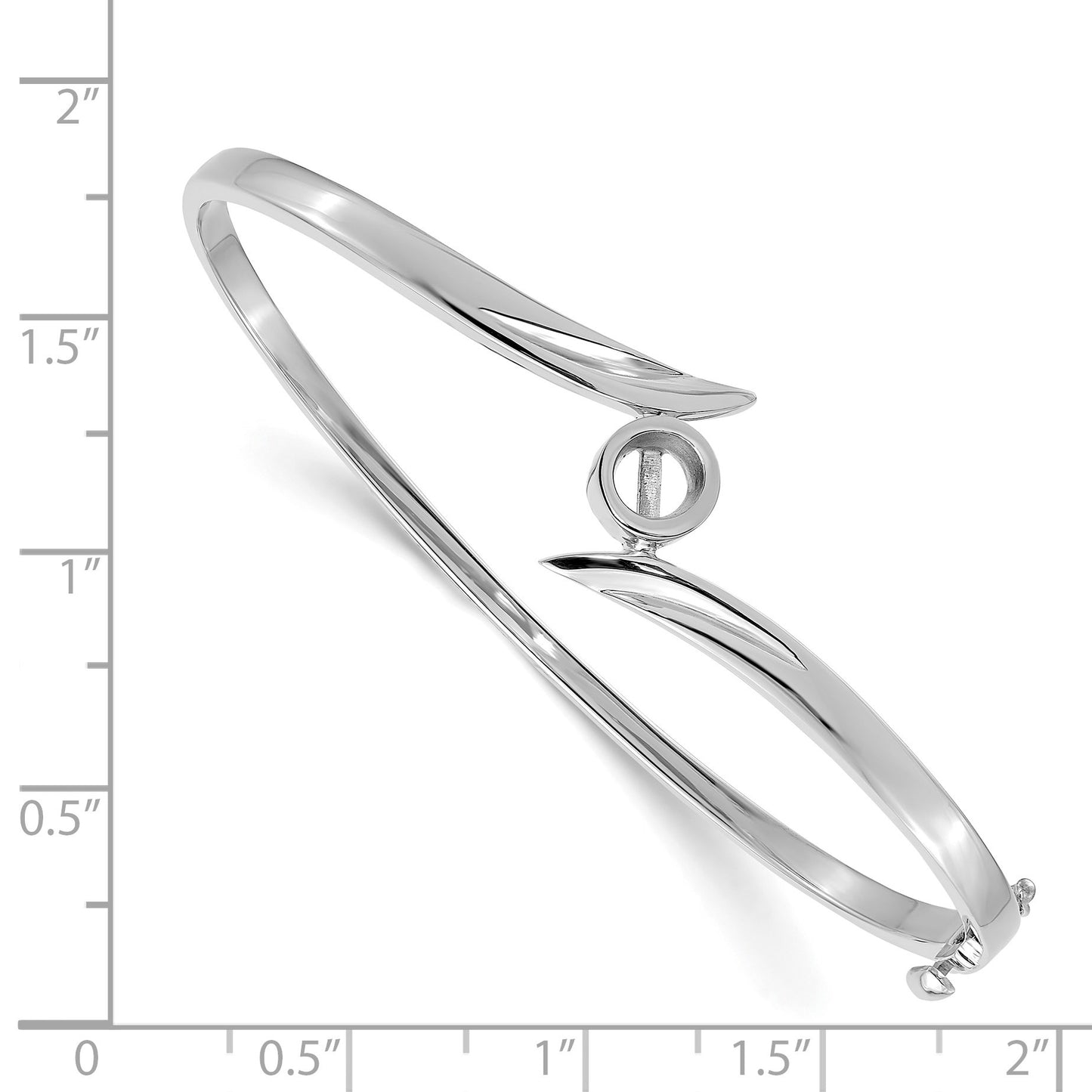14k White Gold Holds 1/2 carat 5.0mm Round Stone Hinged Oval Bangle Bracelet Mounting
