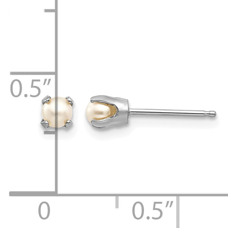 14k White Gold 3.5mm June/Freshwater Cultured Pearl Stud Earrings