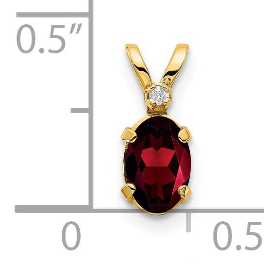 14k Diamond and 6x4 Oval January/Garnet Birthstone Pendant