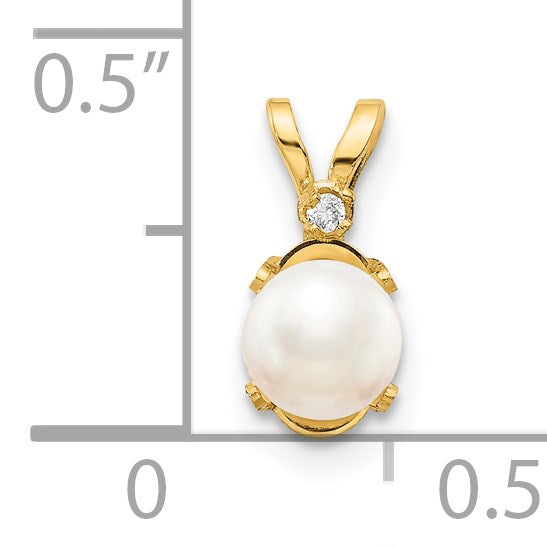 14k Diamond and 4.5mm June/Freshwater Cultured Pearl Birthstone Pendant