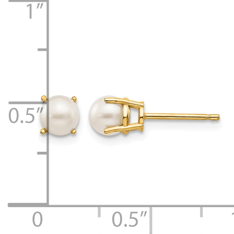 14k 4.5mm Round June/Freshwater Cultured Pearl Post Earrings