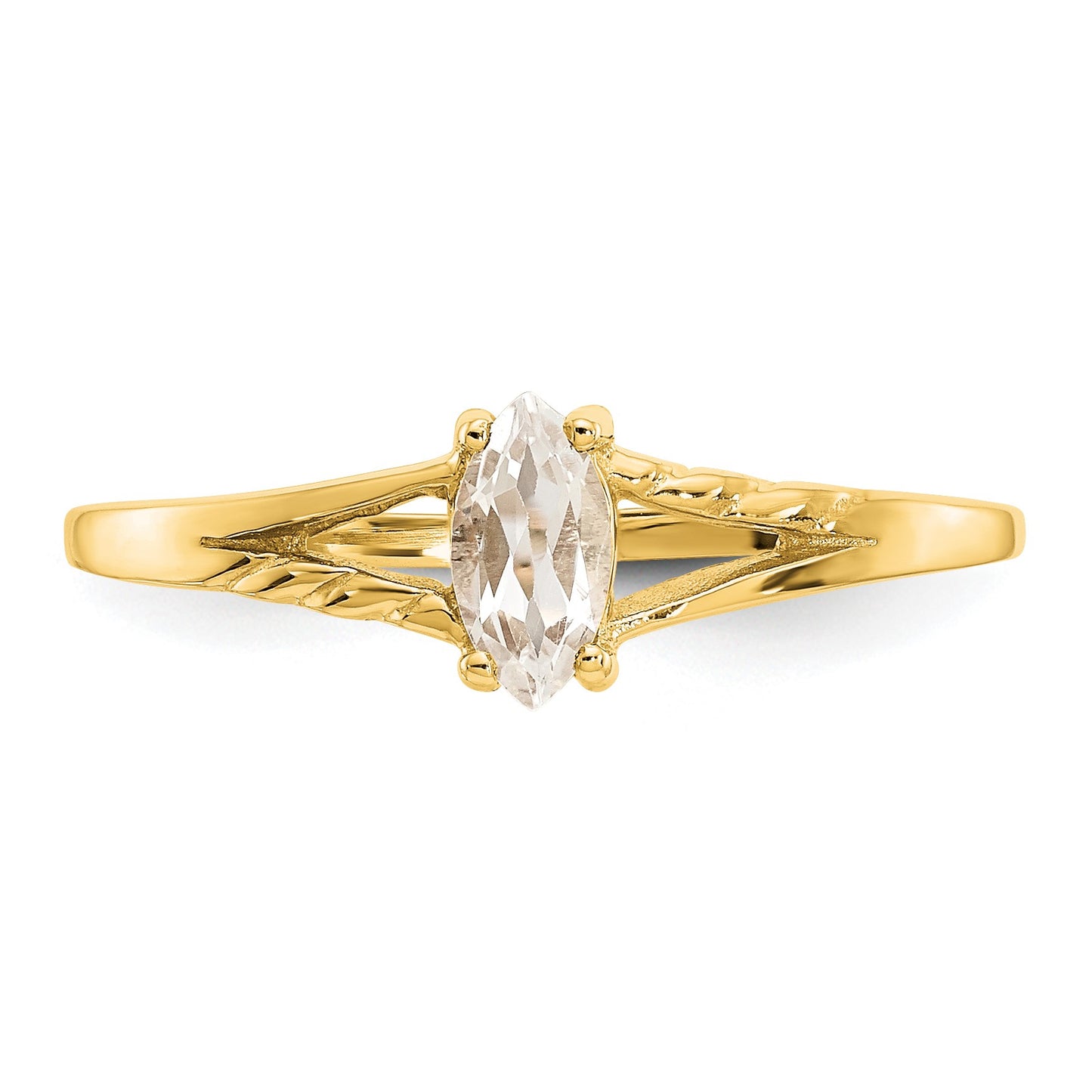 14k 6x3 Marquise White Topaz Birthstone Ring