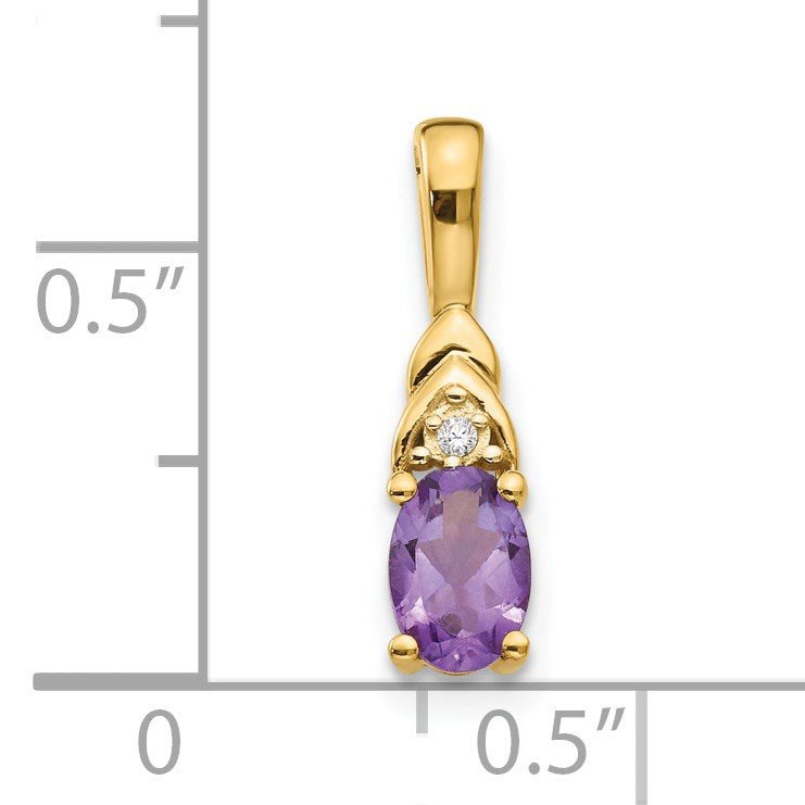 14k 6x4 Oval February/Amethyst and Diamond Pendant