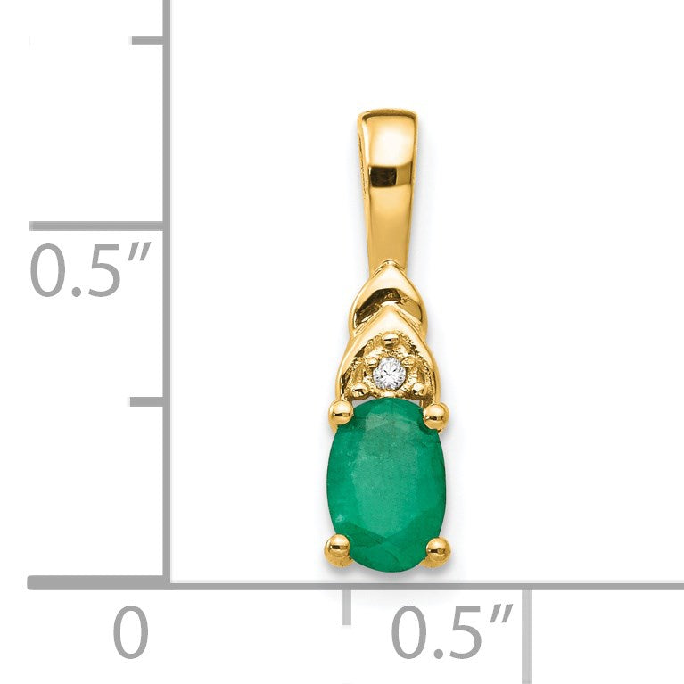 14k 6x4 Oval May/Emerald and Diamond Pendant