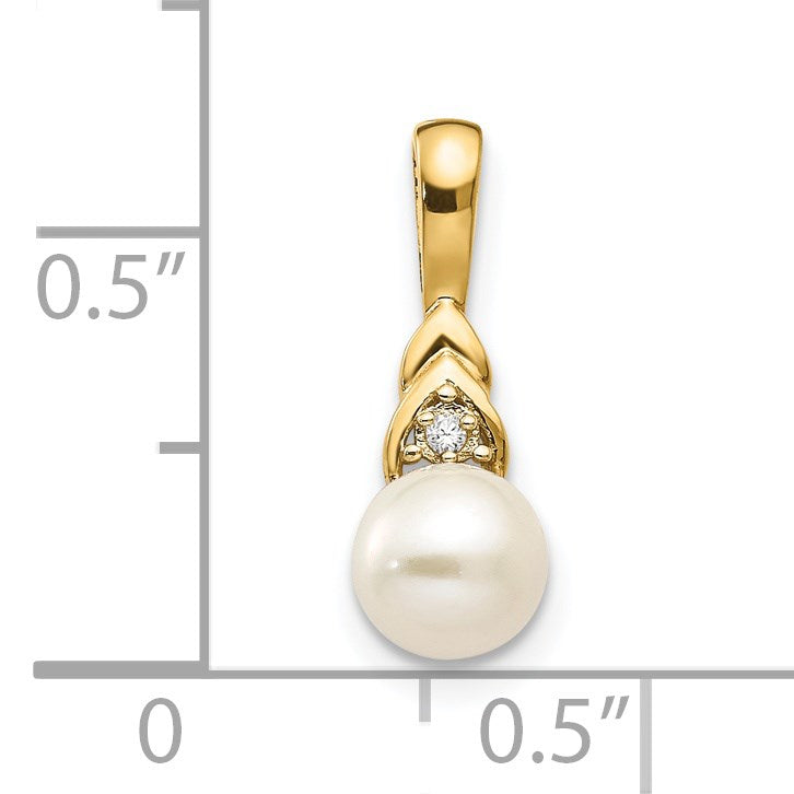 14k 6mm June/Freshwater Cultured Pearl and Diamond Pendant