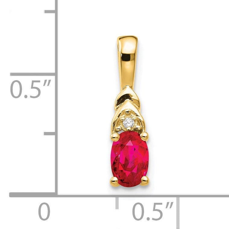14k 6x4 Oval July/Ruby and Diamond Pendant