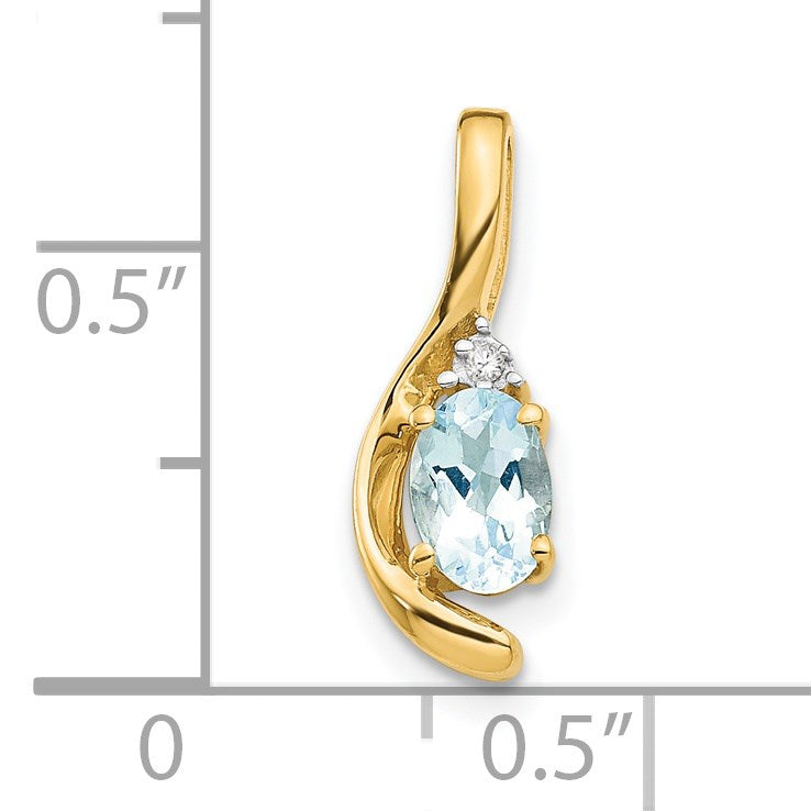 14k 6x4 Oval March/Aquamarine and Diamond Pendant