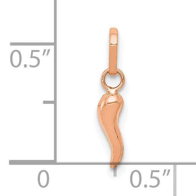 14k Rose Gold 3-D Italian Horn Charm