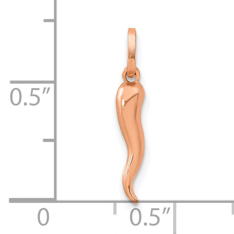14k Rose Gold 3-D Italian Horn Charm