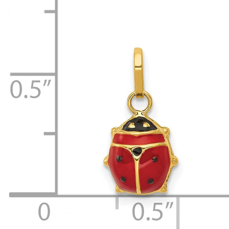 14k Red and Black Enameled Ladybug Charm