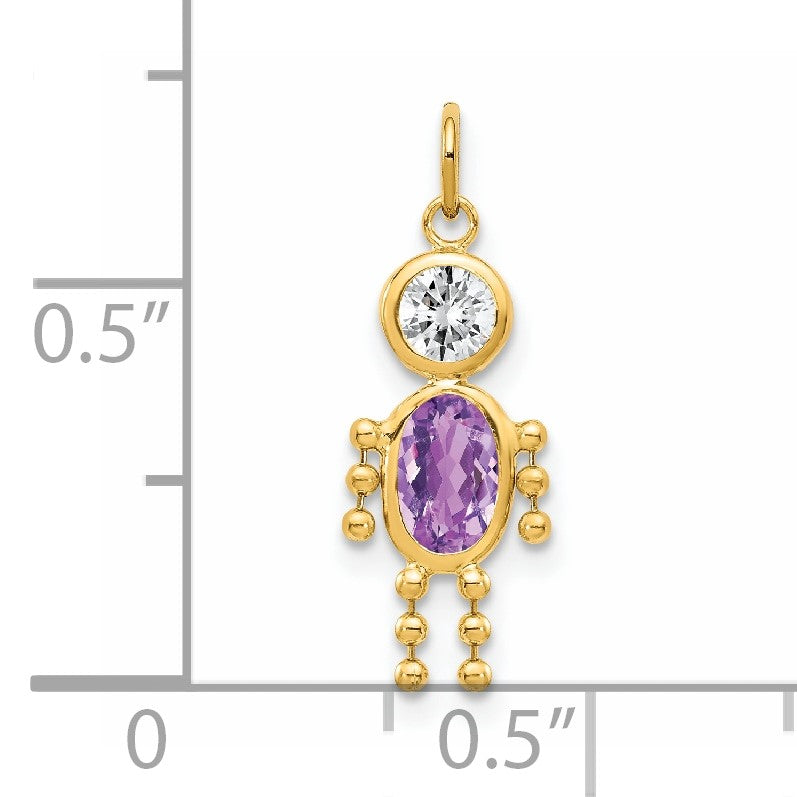 14k February Boy Synthetic Birthstone Charm