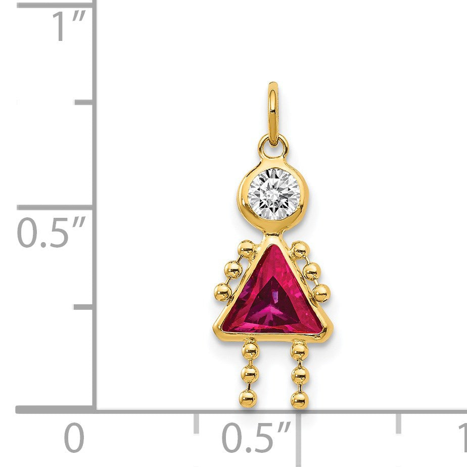14k July Girl Synthetic Birthstone Charm