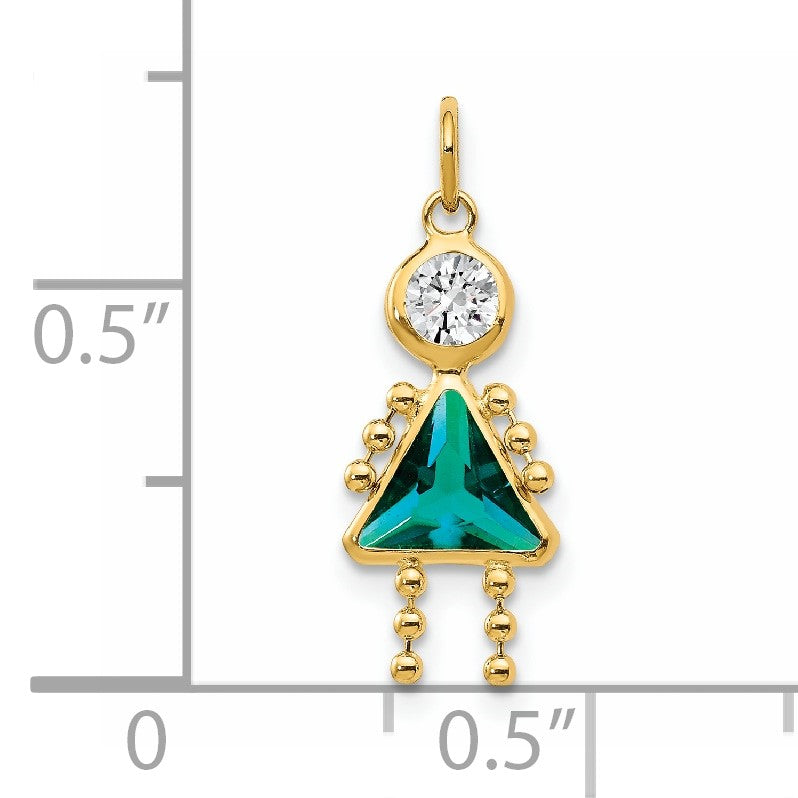 14k December Girl Synthetic Birthstone Charm