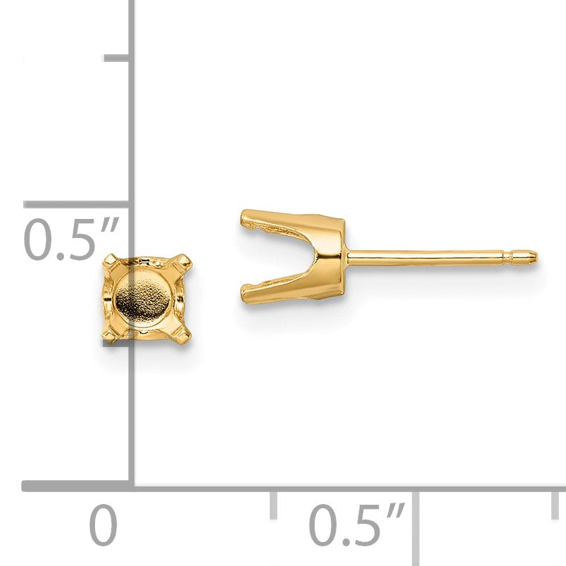 14k 5mm Round Stud Earring Mounting w/backs