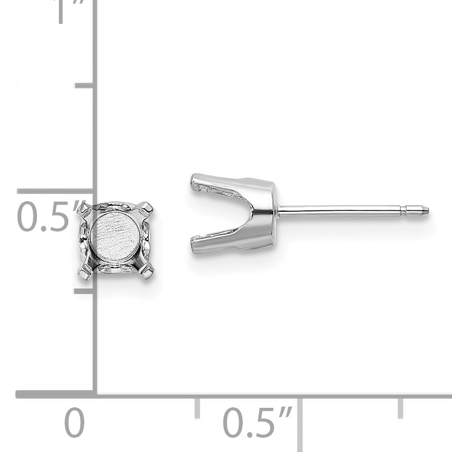 14k White Gold 5.5mm Round Stud Earring Mounting w/backs