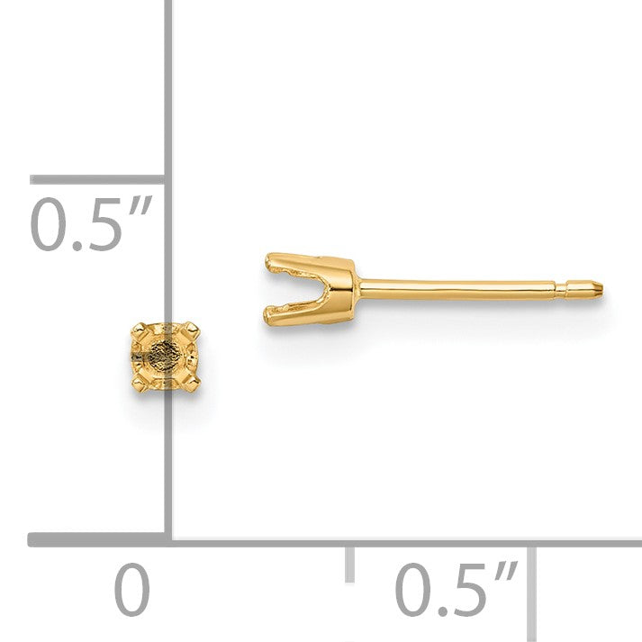 14k 6.5mm Round Stud Earring Mounting w/backs