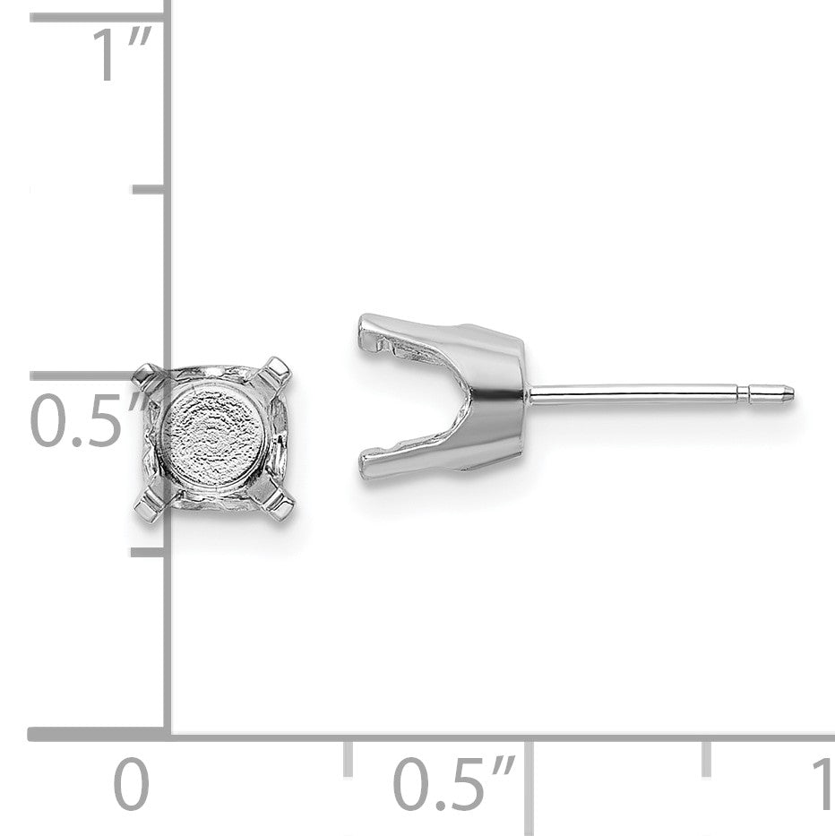 14k White Gold 6.5mm Round Stud Earring Mounting w/backs