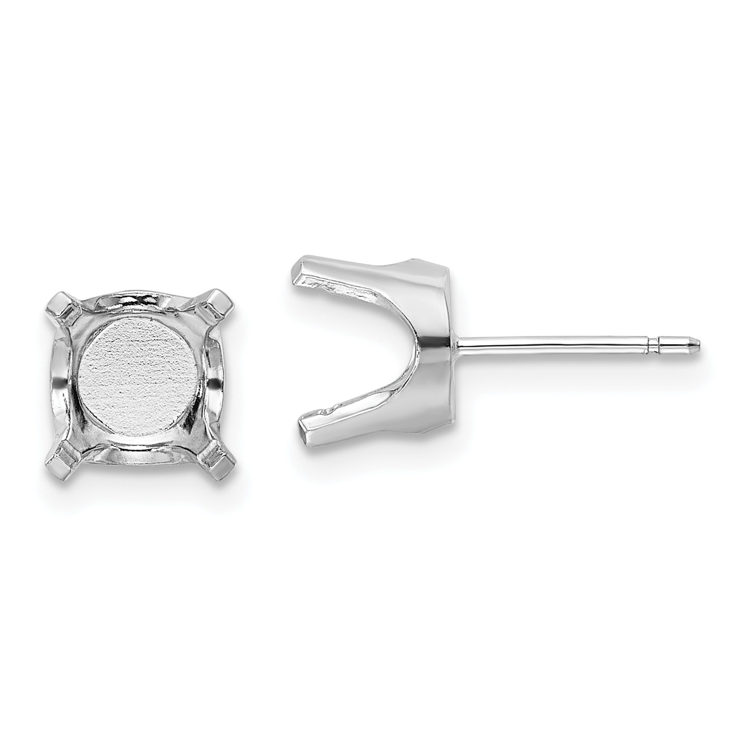14k White Gold 8mm Round Stud Earring Mounting w/backs