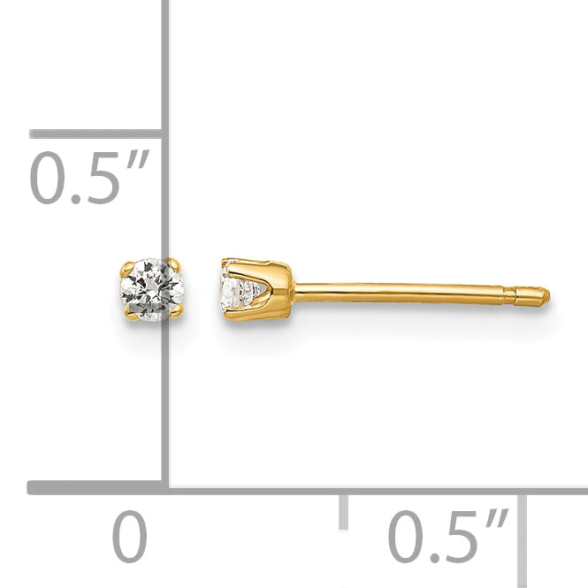 14k 2.25mm Round CZ Stud Earrings