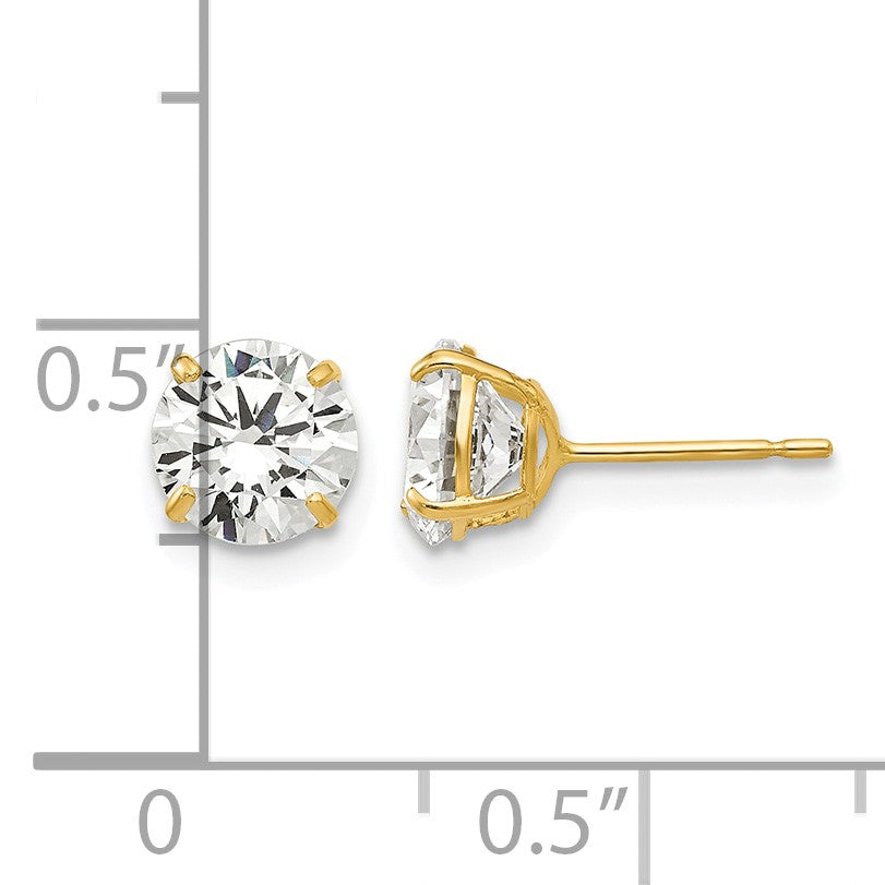 14k 6mm Round CZ Post Earrings