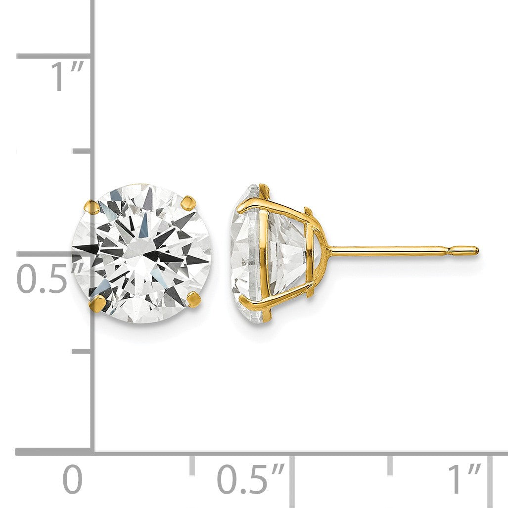 14k 9mm Round CZ Post Earrings