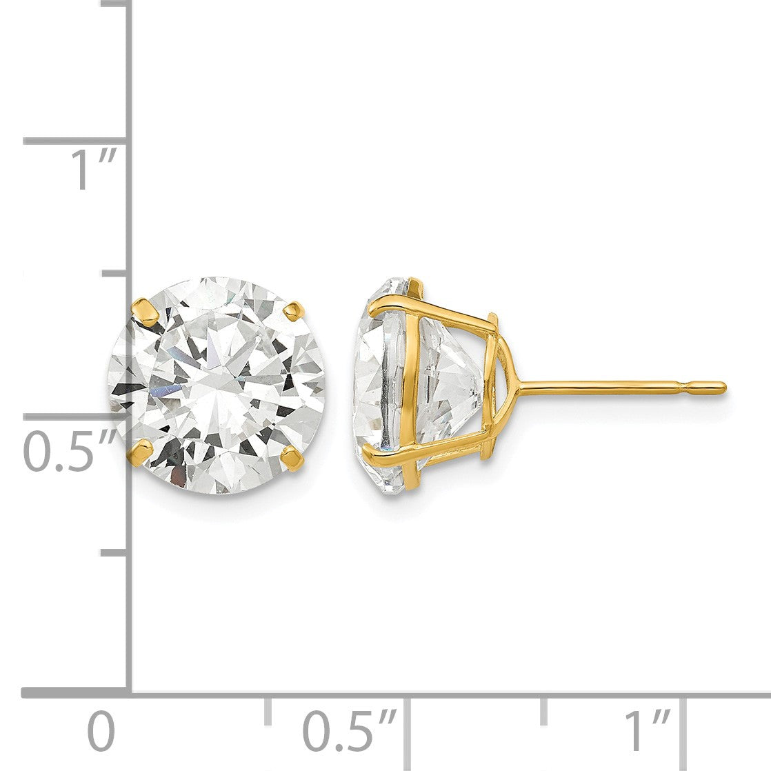 14k 10mm Round CZ Post Earrings