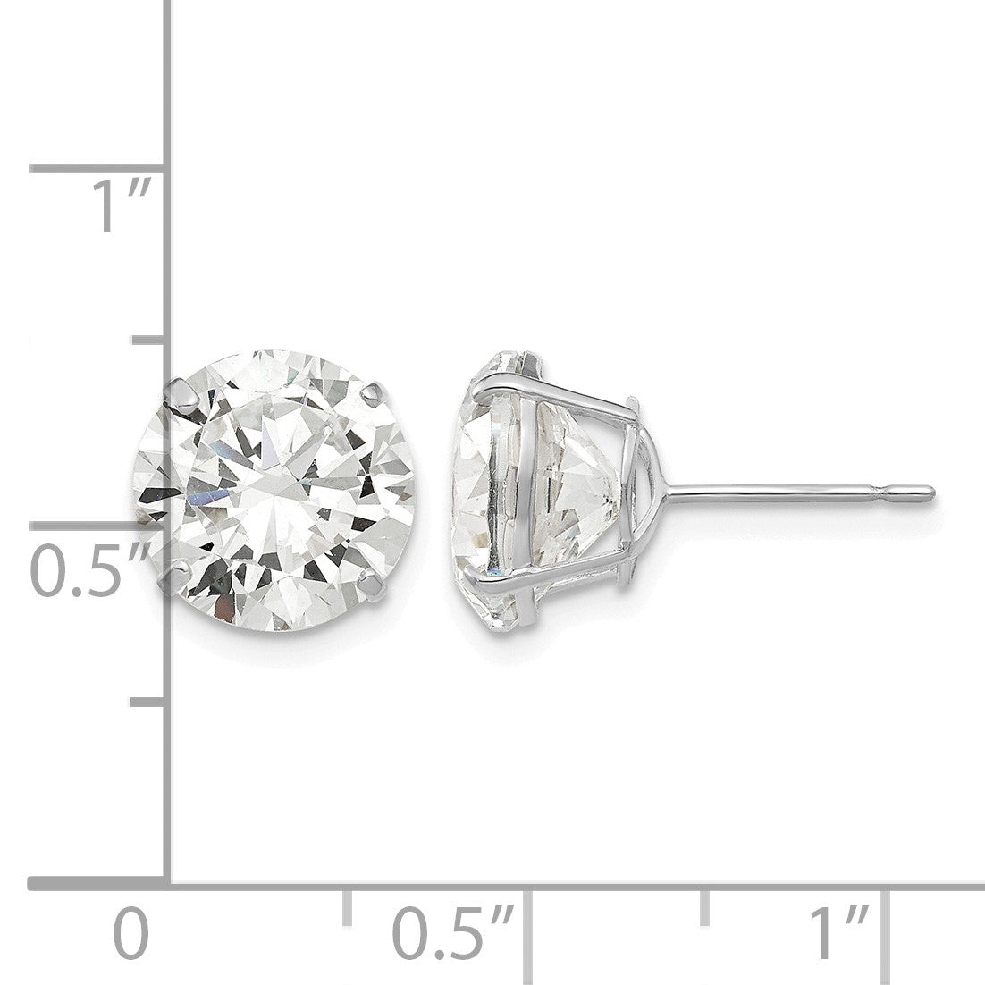 14k White Gold 10mm Round CZ Post Earrings