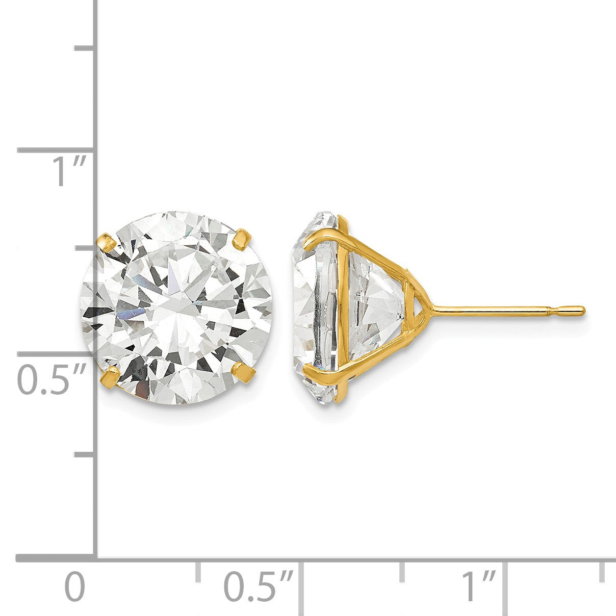 14k 12mm Round CZ Post Earrings
