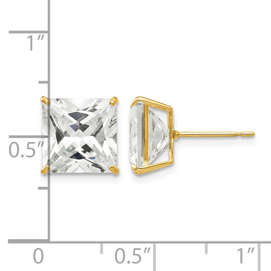 14k 9mm Square CZ Post Earrings