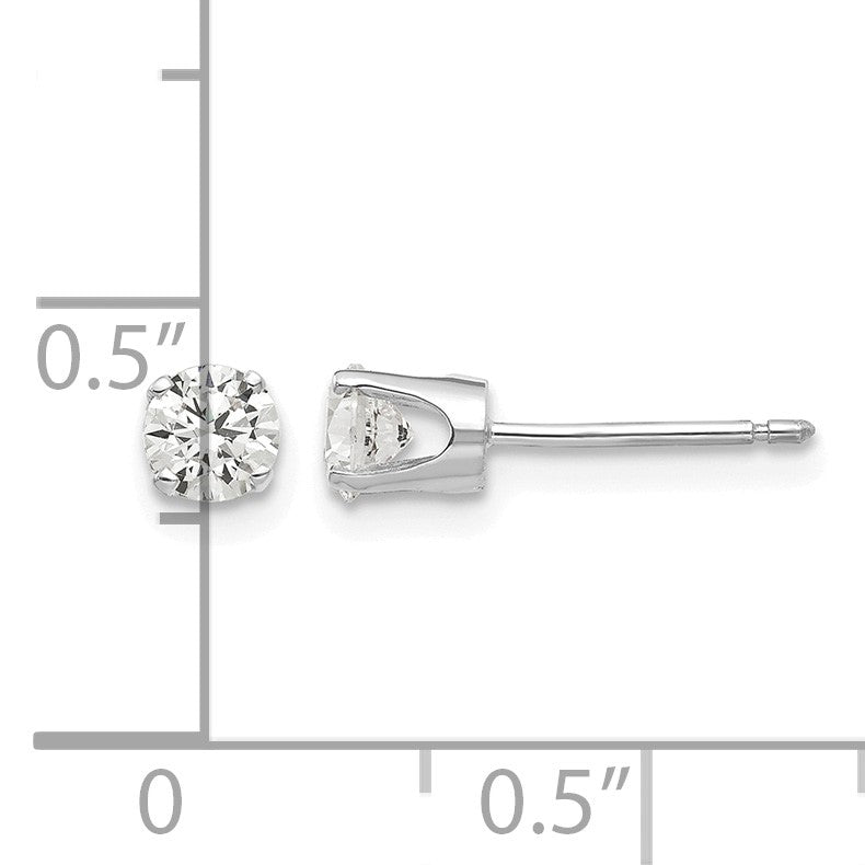 14k White Gold 4mm Round CZ Stud Earrings