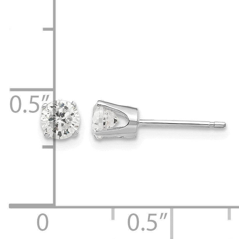 14k White Gold 4.25mm Round CZ Stud Earrings