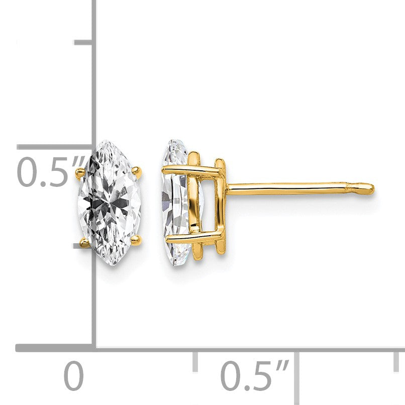 14k 8x4mm Marquise Cubic Zirconia Post Earrings