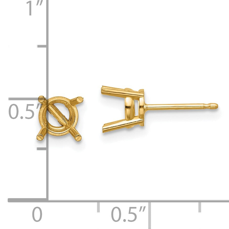 14k 6mm Cushion Post Earring Mountings