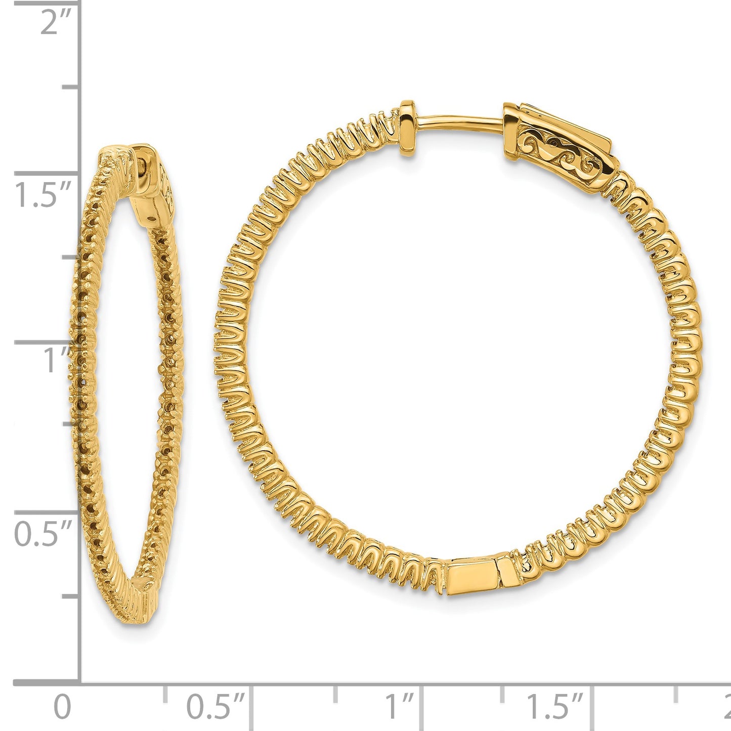 14k (Holds 100-1.2mm Round) In/Out Hoop w/Safety Clasp Earring Mountings