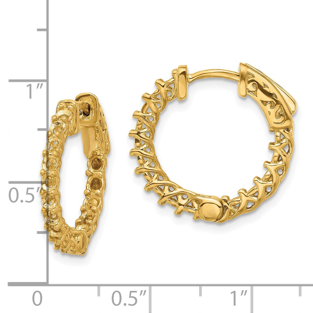 14k (Holds 30-2.3mm Round) In/Out Hoop w/Safety Clasp Earring Mountings
