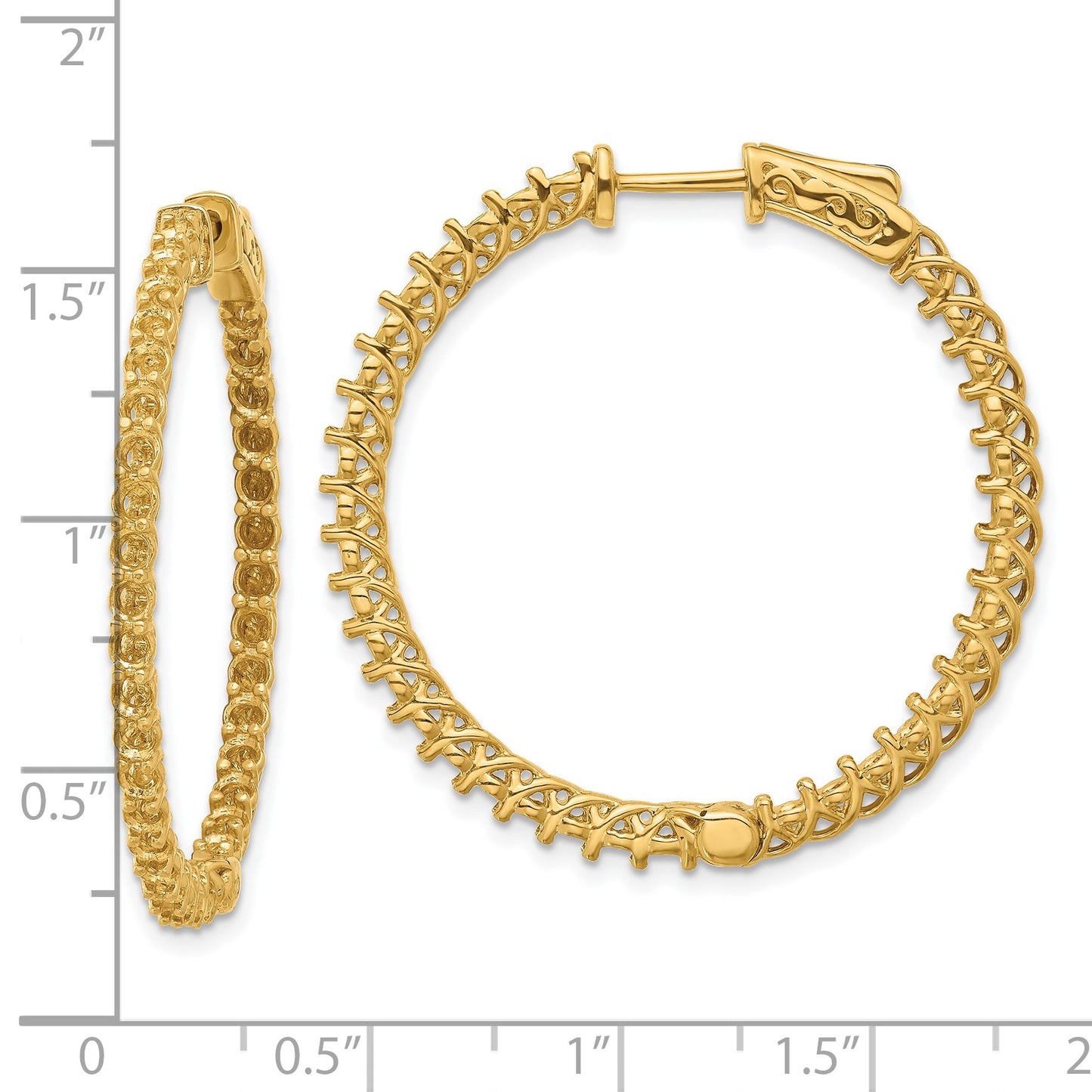 14k (Holds 74-2.3mm Round) In/Out Hoop w/Safety Clasp Earring Mountings