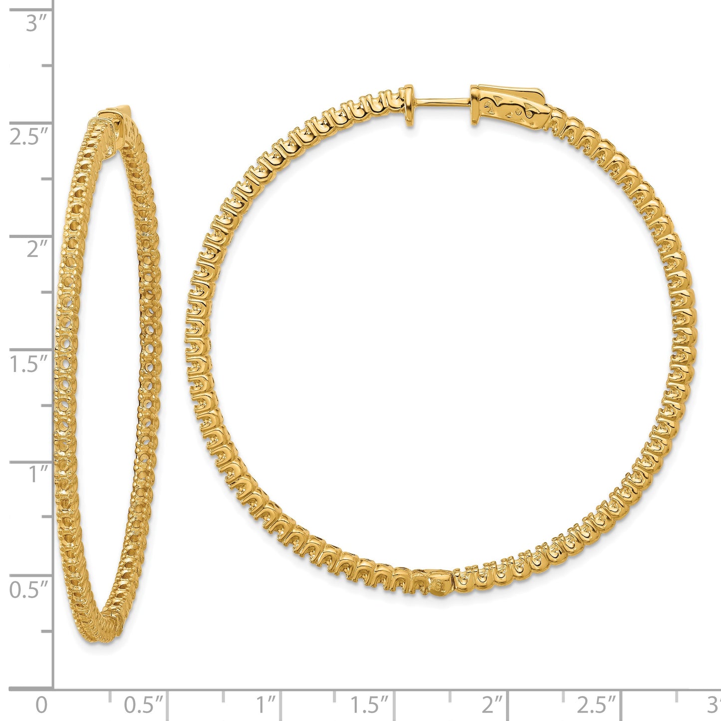 14k (Holds 144-1.7mm Round) In/Out Hoop w/Safety Clasp Earring Mountings