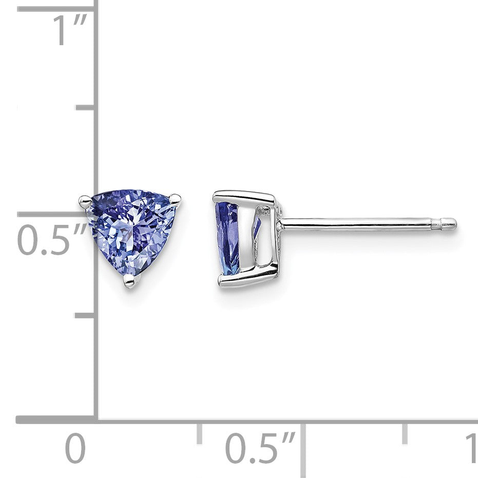 14k White Gold 5mm Trillion Tanzanite Post Earrings