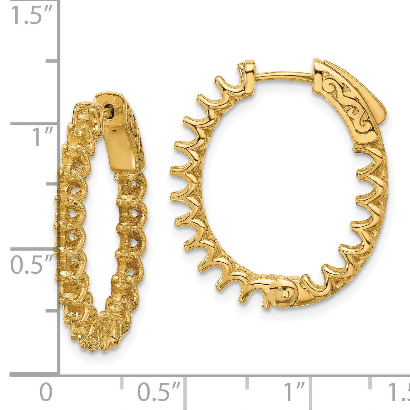 14K 2.1ct (Holds 36-2.5mm Round) In/Out Oval Hoop w/Safety Clasp Earring Mountings
