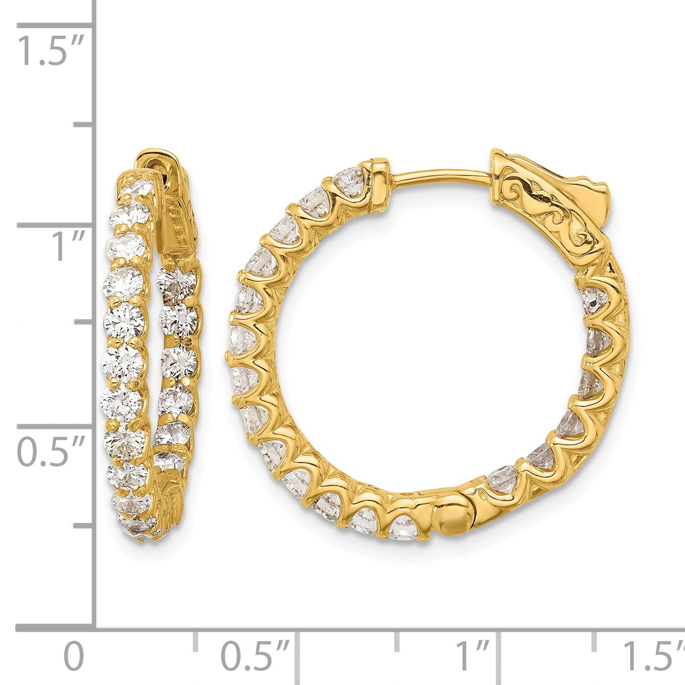 14K 1.55ct (Holds 38-2.2mm Round) In/Out Hoop w/Safety Clasp Mountings