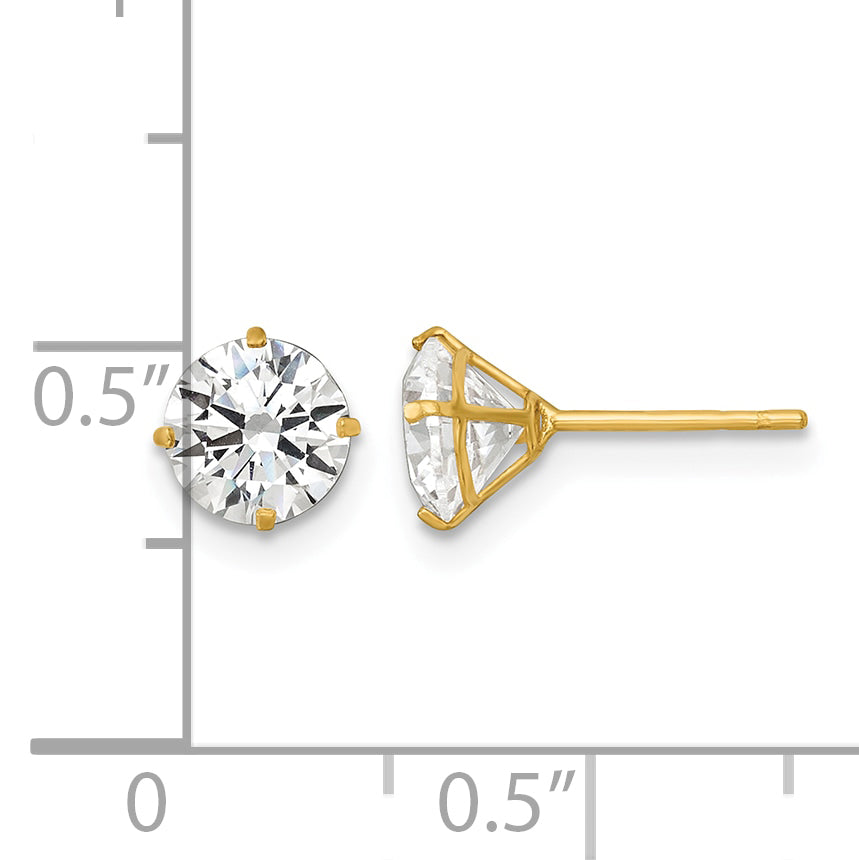 14k Polished 6.00mm Round CZ Stud Post Earrings