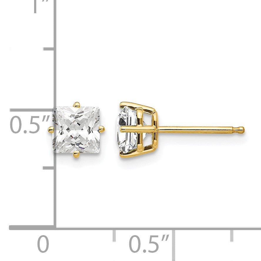 14k 5mm Princess-cut Cubic Zirconia Post Earrings