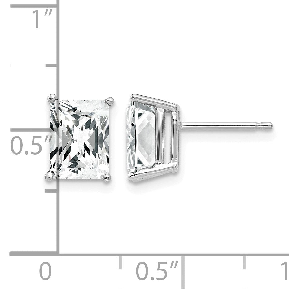 14k White Gold 8x6mm Octagon Radiant-Cut Cubic Zirconia Post Earrings