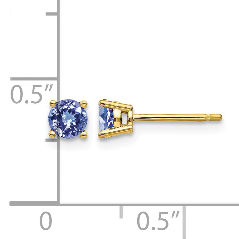 14k 4mm Round Tanzanite Post Earrings