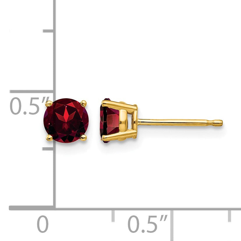 14k 5mm Round Garnet Post Earrings