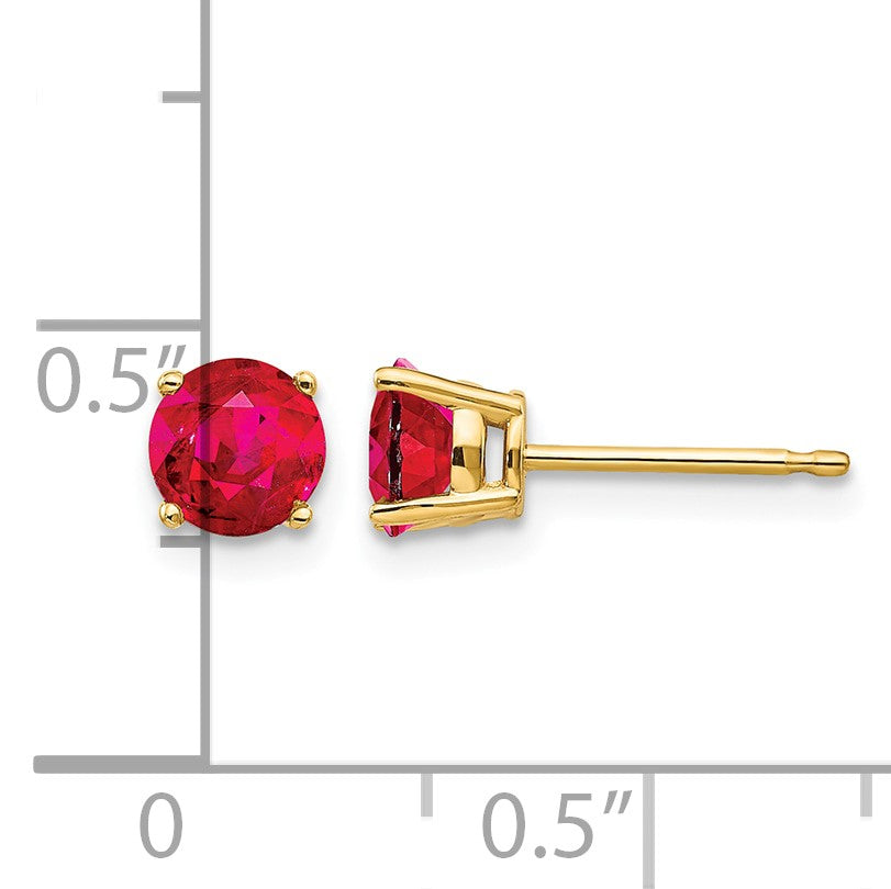 14k 5mm Round Ruby Post Earrings