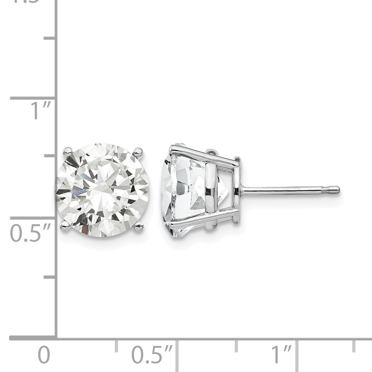 14k White Gold 10mm Round Cubic Zirconia Post Earrings