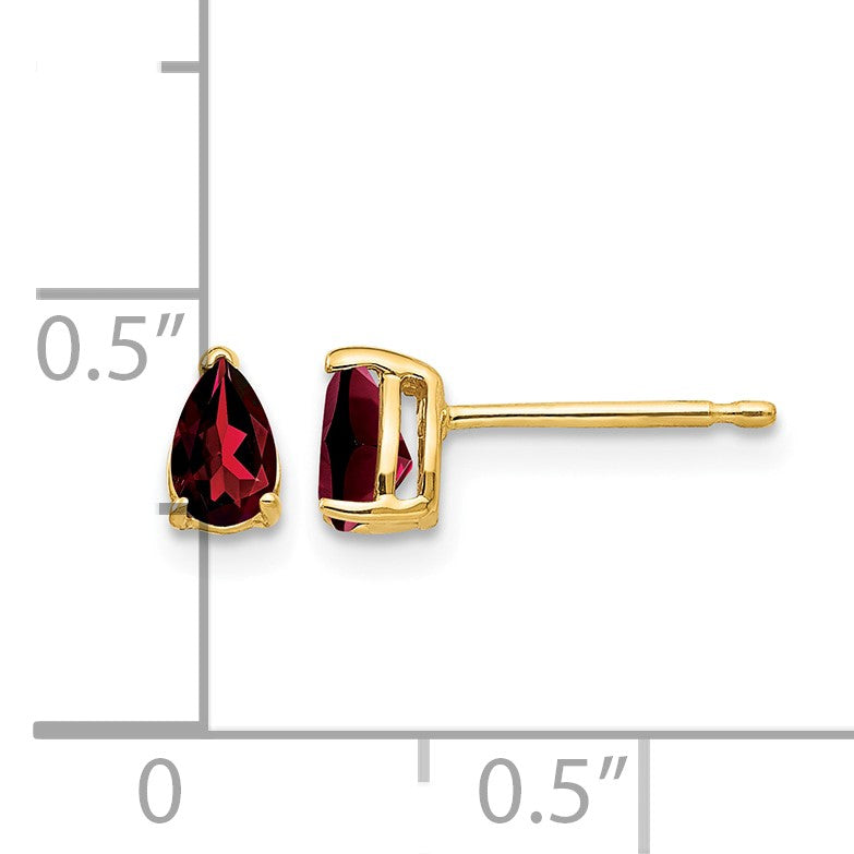 14k 5x3mm Pear Garnet Post Earrings