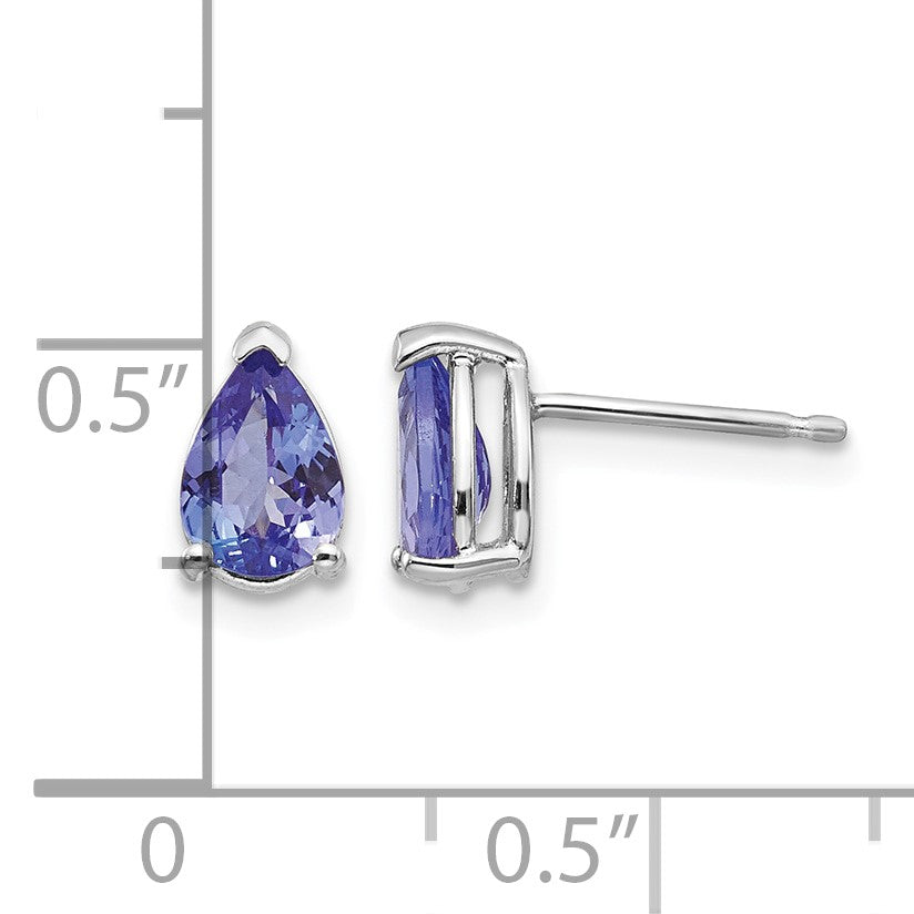 14k White Gold 7x5mm Pear Tanzanite Post Earrings